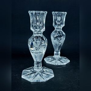 Pinwheel Crystal Candleholders